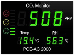 Detektor gazu PCE-AC 2000 do ochrony osobistej w pomieszczeniach zamkniętych Miernik CO2 PCE Instruments PCE-AC 2000 temperatura, wilgotność, CO2