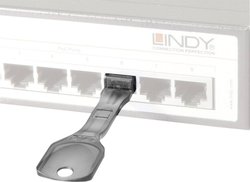 Blokada portu Lindy RJ45 (10 sztuk) z kluczem: kod CZARNY LINDY 40470