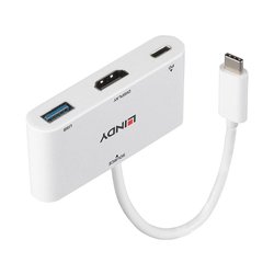 Przejściówka, adapter USB-C® LINDY 43340 43340, [1x złącze męskie USB-C - 1x złącze żeńskie HDMI, złącze żeńskie USB-A 3.2 Gen 1 (USB 3.0)]