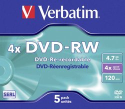 Pudełko Verbatim DVD-RW 4,7 GB 4 x 5 SZT. DVD-RW Verbatim 43285 5 szt.