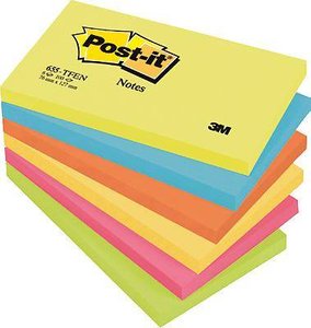 Karteczki samoprzylepne Post-it® Rainbow-Packs / 655TFEN 127 x 76 mm 6 Karteczki samorzylepne 3M 7000033978 127 mm x 76 mm  600 ark.