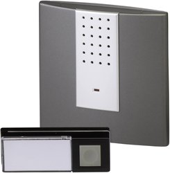 Zestaw dzwonka bezprzewodowego HX Square, antracytowy/srebrny Dzwonek Heidemann 70823, 433 MHz, 90 dBA, 200 m