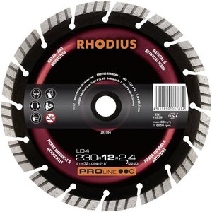 Rhodius 303163 LD4 Tarcza tnąca diamentowa Średnica 180 mm Średnica otworu 22.23 mm naturalny kamień 1 szt.