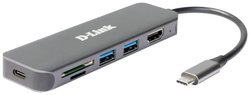 Hub Multiport USB-C® USB 3.2 Gen 2 (USB 3.0) D-Link DUB-2327 6 Portów  antracytowy