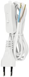 Kabel Euro plastik H03VVH2 2x0,75² z włącznikiem 2m biały Kabel REV 0505680555, 2 m, biały