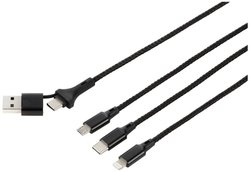 Kabel do ładowania USB, USB 2.0, Złącze męskie USB-A, Złącze męskie USB-C®, Złącze męskie USB Micro-B, Złącze męskie Lightning, Złącze męskie USB-C®, 1.20 m