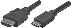 Kabel HDMI, złącze męskie HDMI na złącze męskie mini HDMI C, czarny, 1,8 m Kabel HDMI Manhattan 304955-CG 304955-CG, HDMI 4K, 1.80 m