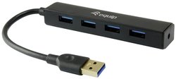 Wyposaż 128953 Hub interfejsu USB 3.2 Gen 1 (3.1 Gen 1) Type-A 5000 Mbit/s Czarny Hub USB 3.0 Equip  4 Porty  czarny