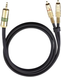 Kabel audio, Cinch / Jack Oehlbach 2056, [2x złącze męskie RCA/cinch - 1x złącze męskie jack 3,5 mm], 1.00 m, czarny