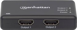 Manhattan 4K 2-portowy rozgałęźnik HDMI 4K po 30 Hz zasilanie przez czarny zasilacz Splitter HDMI Manhattan 207669 1 szt.