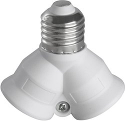 Adapter trzonu lampy z tworzywa sztucznego DUO E27 na 2 x E2 Adpater do oprawy Heitronic 501010, 1 szt., 60 W