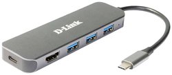 Hub Multiport USB-C® USB 3.2 Gen 2 (USB 3.0) D-Link DUB-2333 5 Portów  antracytowy