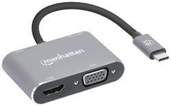 Stacja dokująca do notebooka Manhattan Stacja dokująca do notebooka USB-C to HDMI & VGA 4-in-1 Docking-Konverter   zasilanie USB-C®