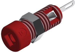 Gniazdo bananowe miniaturowe SKS Hirschmann MBI 1, izolowae, O 2 mm, 6 A, czerwone