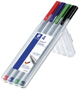 triplus® cienkopis 334 Trójkątny cienkopis STAEDTLER pudełko z 4 sztukami, różne Cienkopis Staedtler 334 SB4