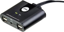 Przełącznik urządzeń peryferyjnych ATEN USB 2.0 Switch z 4 portami USB dla 2 komputerów Przełącznik USB 2.0 ATEN US224-AT 2 Porty czarny