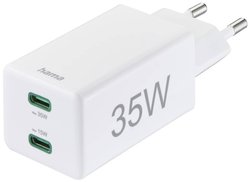 Szybka ładowarka, 2x USB-C, PD/Qualcomm®, mini ładowarka, 35W, biała Ładowarka USB Hama PD/Qualcomm® 00201694 35 W