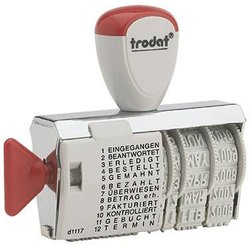 Trodat® pieczątka z zespołem słów Classic 1117 56 x 4 mm (szer. X wys.) miesiąc w literach srebrny/jasnoszary/czerwony Trodat Pieczątka z zespołem słów 54340 czarny 56 x 4 mm (szer. x wys.)