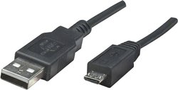 Kabel USB Manhattan 307178-CG, USB 2.0, Złącze męskie USB-A, Złącze męskie USB Micro-B, 1.80 m