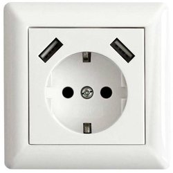 LEDmaxx 106648 1x Gniazdo podtynkowe z USB, Zabezpieczenie przed dziećmi biały