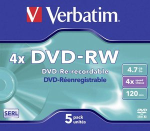 Pudełko Verbatim DVD-RW 4,7 GB 4 x 5 SZT. DVD-RW Verbatim 43285 5 szt.