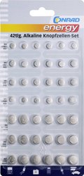 Conrad energy Button cell set 6 x AG1, 12 x AG3, 6 x AG4, 9 x AG10, 3 x AG12, 6 x AG13