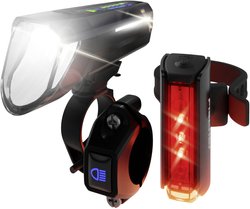 FISCHER FAHRRAD Zestaw oświetlenia rowerowego PLUS 100/130 Fernlicht + TWIN STOP LED czarny