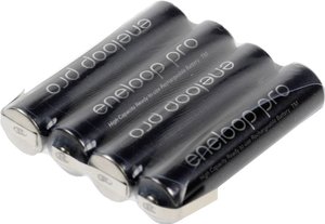 Pakiet akumulatorów AAA, NiMH Panasonic eneloop Pro, Ilość ogniw: 4, 4.8 V, 900 mAh, Z-końcówka do lutowania