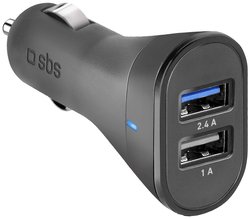 Ładowarka USB sbs mobile Ladegerät fürs Auto mit zwei USB-Ausgängen TECR2USB24AFAST 12 W 2.4 A