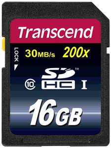 Karta pamięci SDHC Transcend TS16GSDHC10, 16 GB, Class 10, 30 MB/s / 15 MB/s