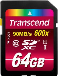 Karta pamięci SDXC Transcend TS64GSDXC10U1, 64 GB, Class 10, UHS-I, 90 MB/s / 45 MB/s