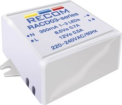 Źródło prądowe LED 3 W 350 mA 12 V/DC  Recom Lighting RACD03-350 Maksymalne napięcie robocze: 264 V/AC