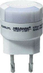 Lampka nocna LED Megaman MM00103, LED wbudowany na stałe, 0,2 W, 220 - 240 V/50 - 60 Hz, (Ø x D) 41 mm x 66 mm, biały