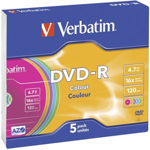 Verbatim DVD-R 16x 5 Slimcase, kolor . DVD-R Verbatim 43557 5 szt.