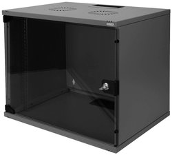 Obudowa ścienna 9U, SOHO, niezmontowana 460x540x400 mm, drzwi szklane, czarne (RAL 9005) Szafa rack wisząca 19'' Digitus DN-19 09-U-S-SW (S x W x G) 540 x 460 x 400 mm 9 U