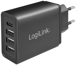 Adapter gniazda, 1x port USB-C i 3x port USB-A, 27W Ładowarka USB LogiLink  PA0221 15 W 2400 mA