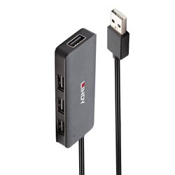 Lindy 42986 Koncentrator interfejsu USB 2.0 480 Mbit/s Czarny Hub USB 2.0 LINDY 42986 4 Porty  czarny