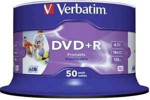 Verbatim 16x DVD+R z możliwością nadruku 50 szt. na szpuli DVD+R Verbatim 43512 50 szt.