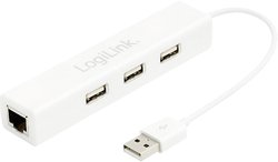 Adapter USB 2.0 do RJ45 Ethernet LogiLink UA0174, hub 3 x USB 2.0, 100 Mb/s