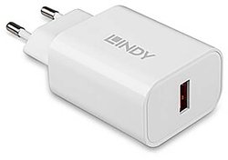 Ładowarka do urządzeń mobilnych Lindy 73412 Smartfon, tablet Biała Szybkie ładowanie AC Wewnątrz, na zewnątrz Ładowarka USB LINDY 18W USB Typ A Charger 73412 18 W 3 A