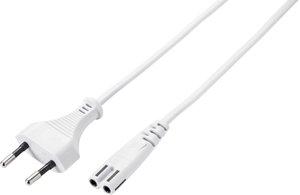 Kabel zasilający, wtyczka euro, prosta/C7 prosta, 3 m, biały Kabel sieciowy Sygonix SY-5044236, 3.00 m, biały