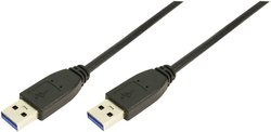 Kabel USB 3.2 Gen 1 (USB 3.0) LogiLink CU0038, [1x złącze męskie USB-A 3.2 (USB 3.0) - 1x złącze męskie USB-A 3.2 (USB 3.0)], 1.00 m, czarny