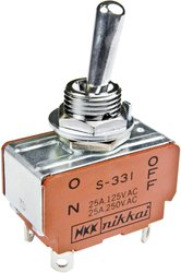 Przełącznik dźwigienkowy NKK Switches S332 S332, 2 x wł/wł, 125 V/AC, 25 A, 1 szt.