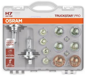 OSRAM TRUCKSTAR® PRO KIT H7, zapasowy pojemnik na lampy do wymiany lamp w podróży Żarówka samochodowa OSRAM Truckstar, 24 V, 1 szt.