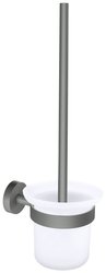 tesa® Zestaw WC MOON GREY, zestaw z uchwytem i szczotką, matowe szare, matowe szkło - 379 mm x 112 mm x 145 mm Zestaw szczotki do toalety tesa MOON GREY 40581-00000-00, 1 szt.