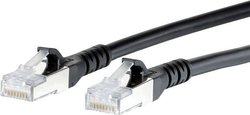 Kabel LAN Metz Connect 1308453000-E, 1 szt., RJ45, CAT 6a, S/FTP, 3.00 m, czarny