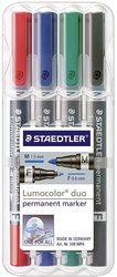 Zakreślacz Staedtler Lumocolor Duo permanentny 348 WP4, zestaw 4 szt Marker permanentny Staedtler Lumocolor duo